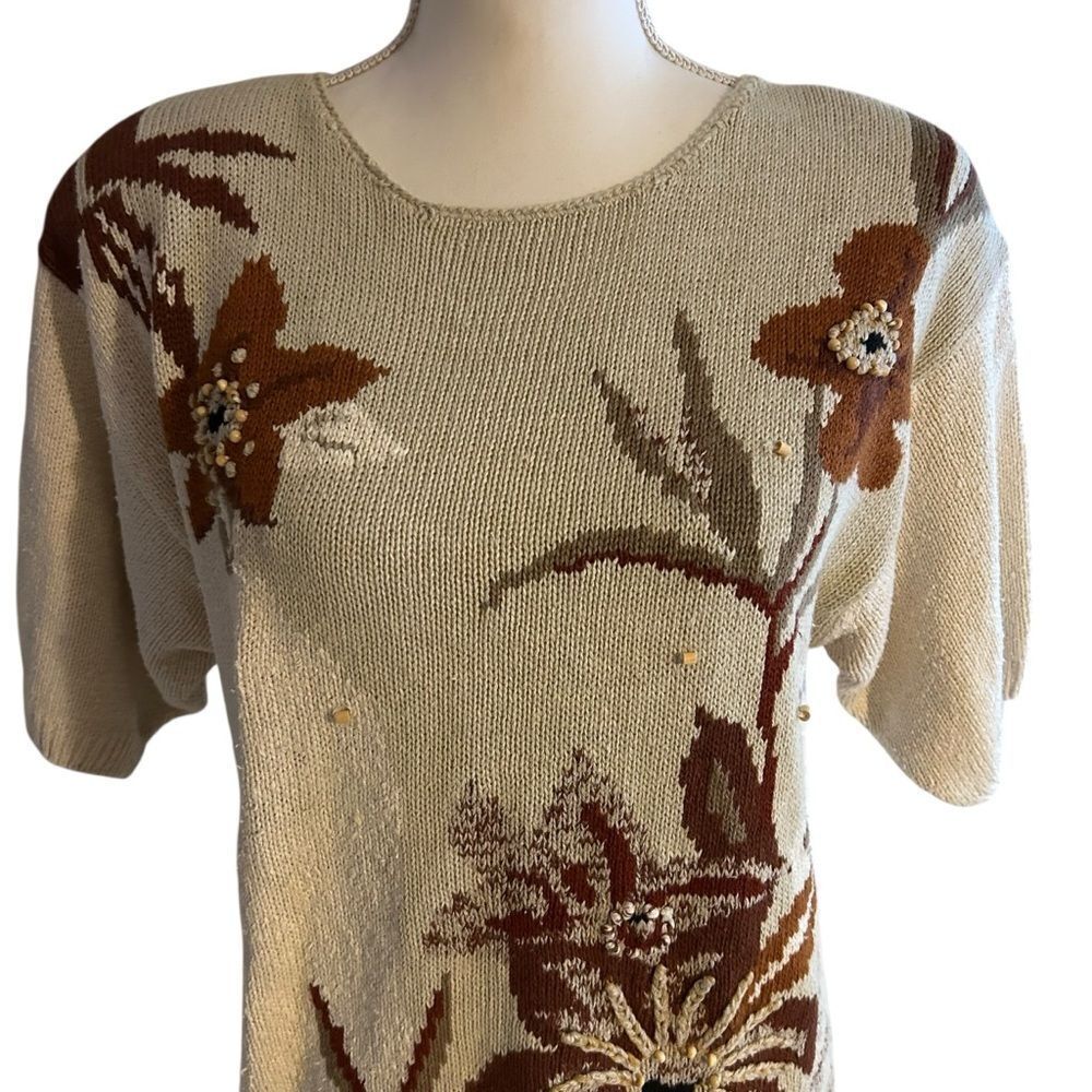Lucia Vintage Silk Beaded Sweater XL
